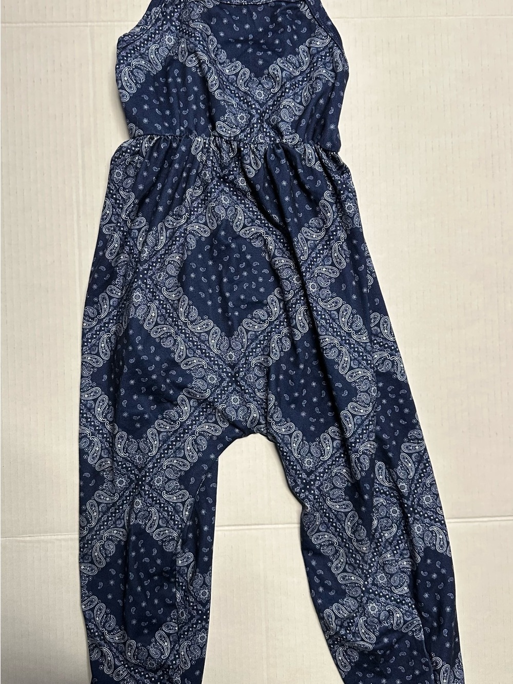 Kids Navy Paisley Romper Jumpsuit